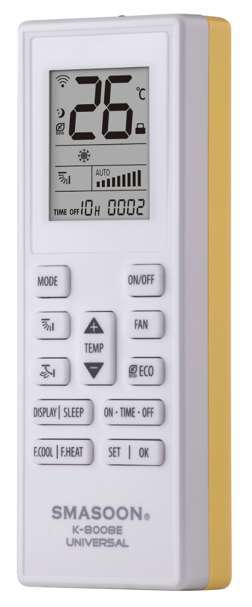SMASOON K-8008E Universal Τηλεχειριστήριο Κλιματισμού Κίτρινο