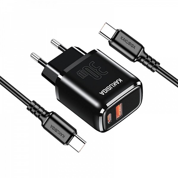 KSC-1642/BLACK   ΜΑΥΡΟΣ ΦΟΡΤΙΣΤΗΣ 30W ΜΕ ΚΑΛΩΔΙΟ  TypeC  fast charging