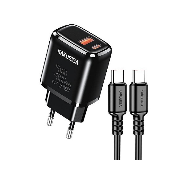 KSC-1642/BLACK   ΜΑΥΡΟΣ ΦΟΡΤΙΣΤΗΣ 30W ΜΕ ΚΑΛΩΔΙΟ  TypeC  fast charging