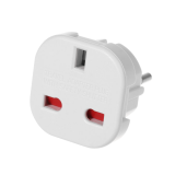 Adapter No brand BX-9625, UK to EU Schuko, 220V, High Quality, White - 17702