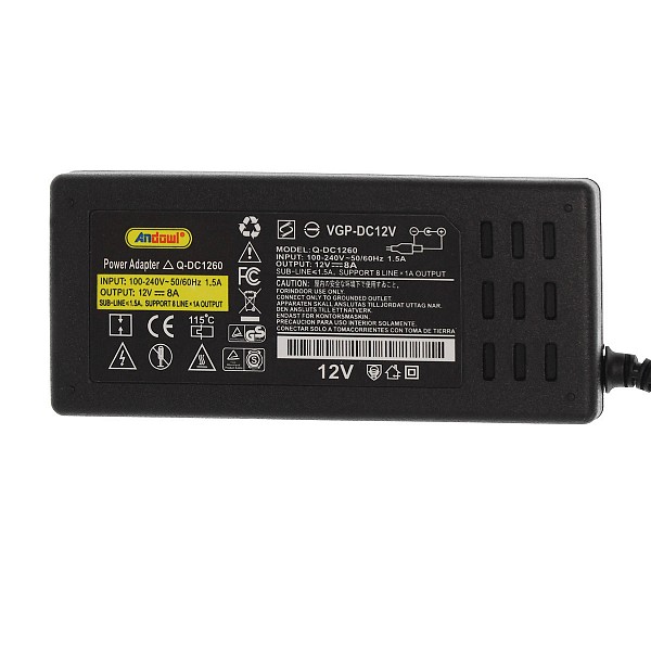 Andowl Q-DC1260 Universal Τροφοδοτικό 12V 8A με χταπόδι 8 βυσμάτων