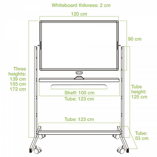 TECHLY ICA-WH 90120W Μαγνητικός πίνακας διπλής όψης 90x120 cm με ρόδες
