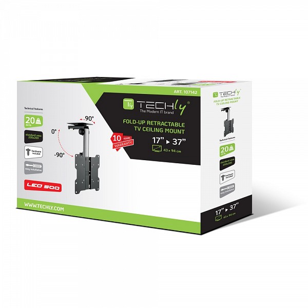 Techly ICA-CPLB 222 Αναδιπλούμενη βάση οροφής για LED TV / LCD 17 -37 Μαύρο