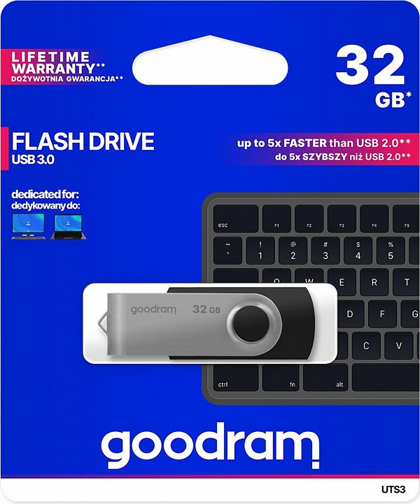 GoodRam UTS3 Flash Drive 32GB USB 3.0 UTS3-0320K0R11 - Black