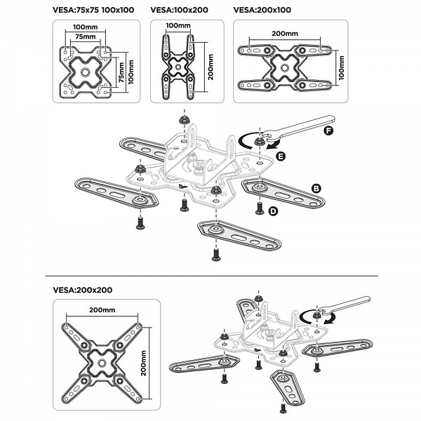 TECHLY ICA-LCD 423 Βάση τοίχου 3 συνδέσμων για τηλεόρασεις LED-LCD 13-42 Mαύρη