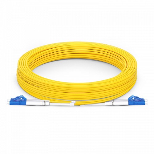FS 10m (33ft) Fiber Patch Cable, 2 Fibers, LC UPC Duplex to LC UPC Duplex, Single Mode (OS2), Riser (OFNR), 2.0mm, Tight-Buffered, Yellow Hot