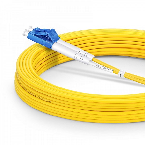 FS 10m (33ft) Fiber Patch Cable, 2 Fibers, LC UPC Duplex to LC UPC Duplex, Single Mode (OS2), Riser (OFNR), 2.0mm, Tight-Buffered, Yellow Hot