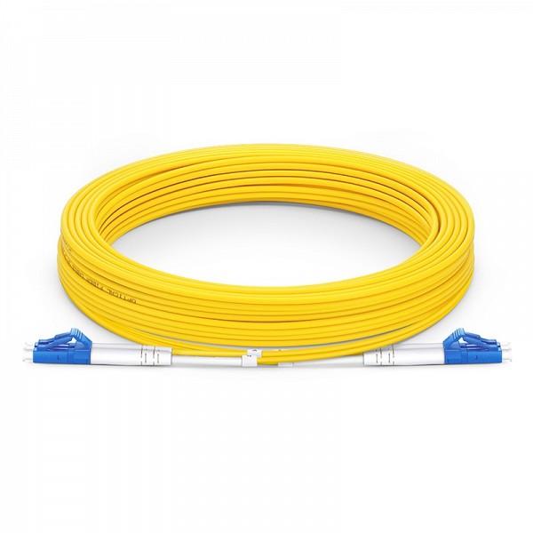 FS 10m (33ft) Fiber Patch Cable, 2 Fibers, LC UPC Duplex to LC UPC Duplex, Single Mode (OS2), Riser (OFNR), 2.0mm, Tight-Buffered, Yellow Hot