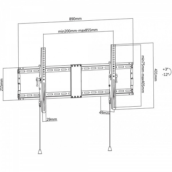 TECHLY ICA-PLB 590 Βάση τηλεόρασης Tilt βαρέως τύπου, πτυσσόμενη για τηλεοράσεις 43-90