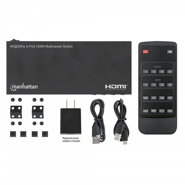 MANHATTAN IDATA HDMI-41MV4K Διακόπτης πολλαπλών προβολών HDMI 4x1 4K@30Hz, μαύρος