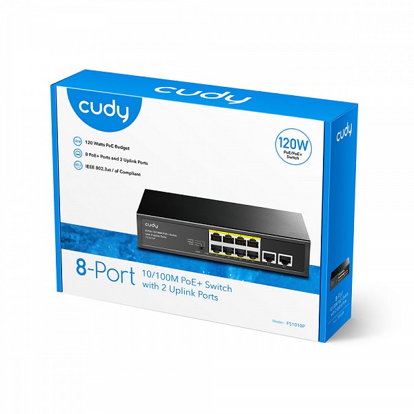 CUDY ICU-FS1010P 8-Port 10/100M PoE+ Switch with 2 Uplink Ports