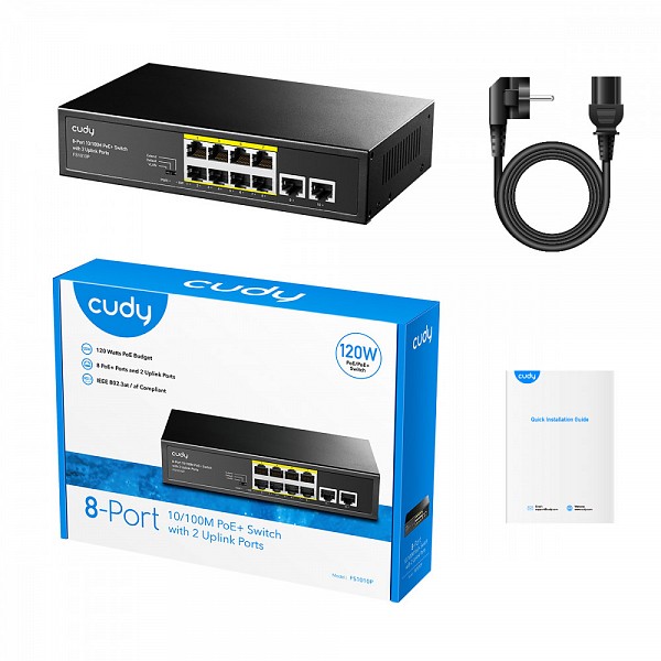 CUDY ICU-FS1010P 8-Port 10/100M PoE+ Switch with 2 Uplink Ports