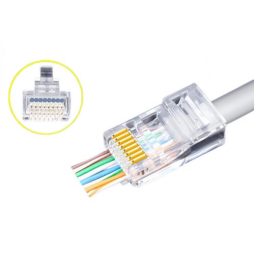 INTELLINET IWP-CAT6U - Φις δικτύου RJ45 UTP Pass Through Για CAT6 Καλώδιο Πακέτο 50 τμχ