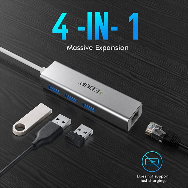 EDUP EP-9606 10/100/1000Mbps USB3.0 LANAdapter + USB 3.0 Port