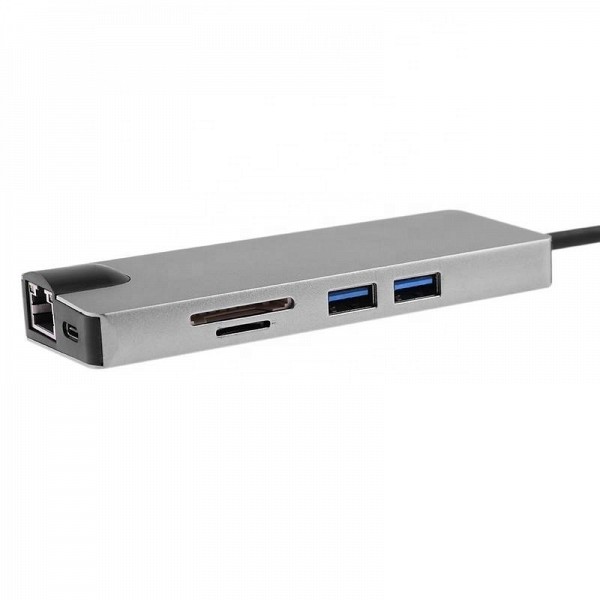 8in1 USB C hub RJ45 HDMI USBx2 VGA SD TF USB3.0x2