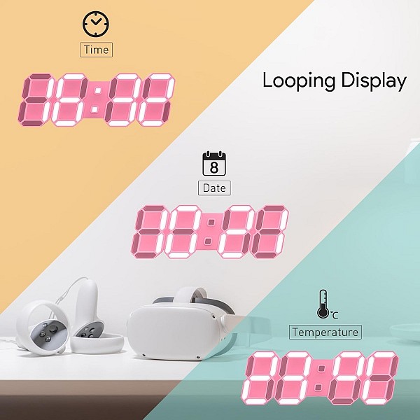 EDUP EH-LEDNI-B-1 Ρολόι τοίχου 3D LED 5,2 Μίνι Ροζ