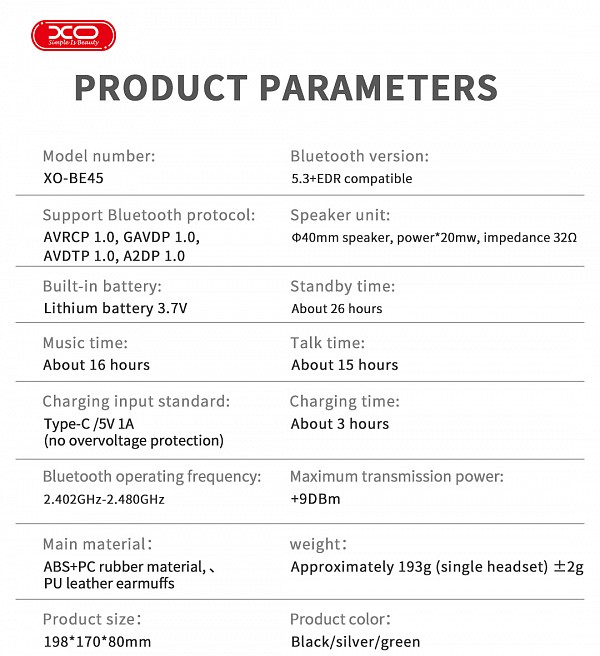 XO BE45 Beiguo Φορητά Ακουστικά Bluetooth Μαύρα