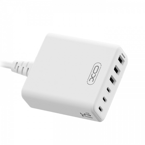 XO L133(EU) 75W GaN 3A+3C Desktop Fast Charger with 1.5M Power Cord