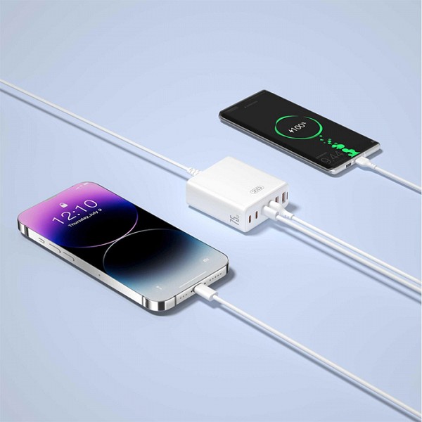 XO L133(EU) 75W GaN 3A+3C Desktop Fast Charger with 1.5M Power Cord