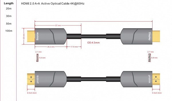 PLT288B-3000 PROLINK HDMI -HDMI OPTICAL 30M