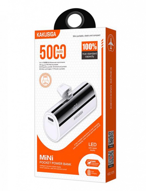 KSC-1075/BLACK/LT POWERBANK LIGHTNING 5.000mAh ΜΑΥΡΟ