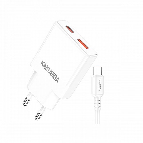 KSC-1601/WHITE ΛΕΥΚΟΣ ΦΟΡΤΙΣΤΗΣ USB 25W ΜΕ ΚΑΛΩΔΙΟ TYPEC 1m fast charging GAN