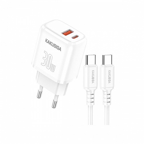 KSC-1642/WHITE  ΛΕΥΚΟΣ ΦΟΡΤΙΣΤΗΣ 30W ΜΕ ΚΑΛΩΔΙΟ  TypeC  fast charging