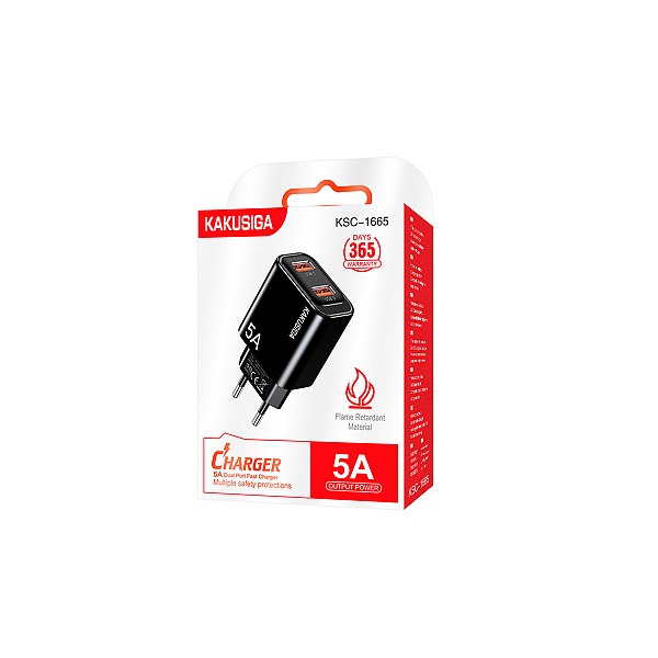KSC-1665/B ΦΟΡΤΙΣΤΗΣ USB 2ΘΥΡΕΣ 5Α (ΜΑΥΡΟ ΧΡΩΜΑ)