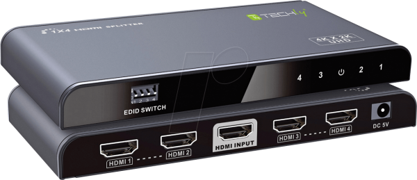 Techly HDMI2-4K4E HDMI2.0 SPLITTER 4K UHD 3D 4 WAYS WITH EDID